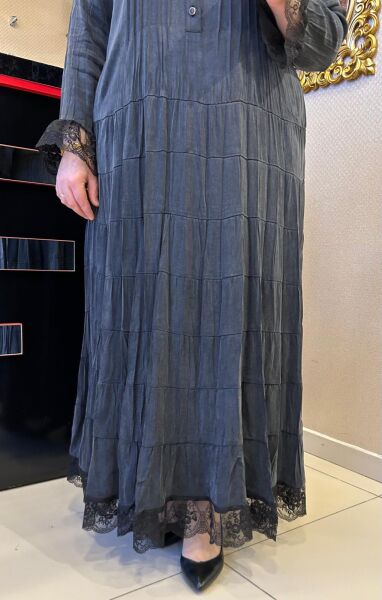 ETEK VE KOL UCU DANTEL DTY. İPEK ELBİSE /LISSMORE