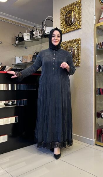 ETEK VE KOL UCU DANTEL DTY. İPEK ELBİSE /LISSMORE