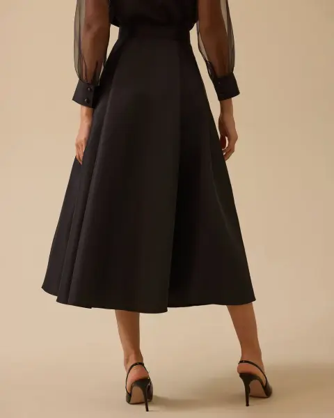 TAFTA KUMAŞ YÜKSEK BEL ŞIK KLOŞ ETEK /SEÇİL