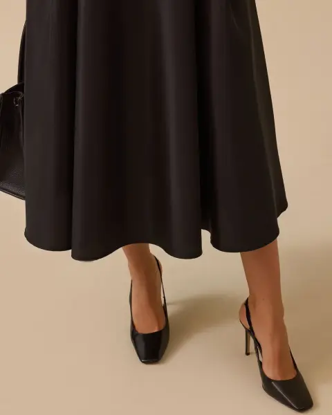 TAFTA KUMAŞ YÜKSEK BEL ŞIK KLOŞ ETEK /SEÇİL