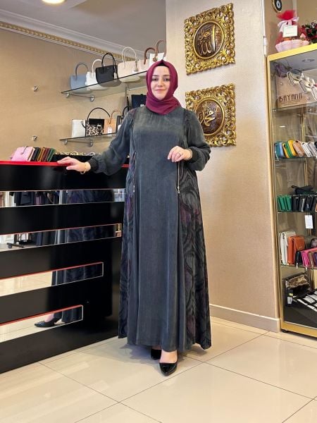 FERMUAR DTY. YANLARI DESENLİ ELBİSE/MÜSEMMA