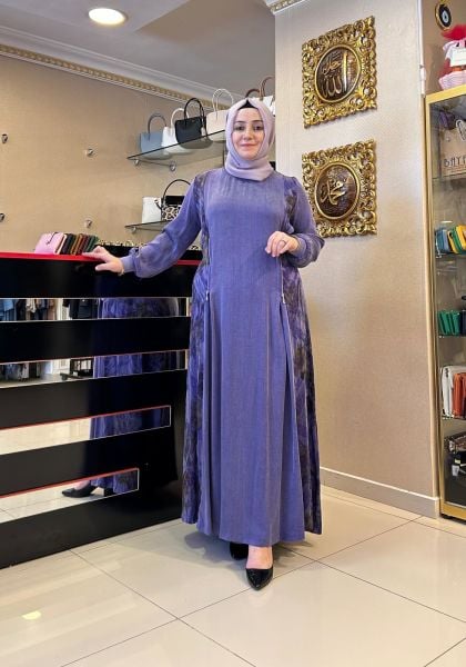 FERMUAR DTY. YANLARI DESENLİ ELBİSE/MÜSEMMA