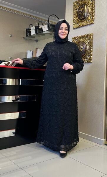 IŞILTILI DESENLİ ŞİFON KUMAŞ ELBİSE /JUKİ MODA