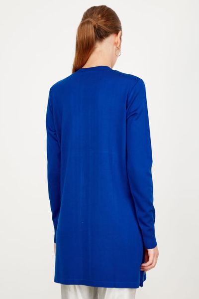 DERİ DETAYLI TRİKO TUNİK SAKS