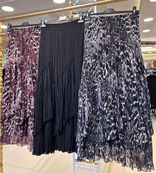 VİOLA PARÇALI KIRIŞTIRMA ŞİFON ETEK/ SENTEZ