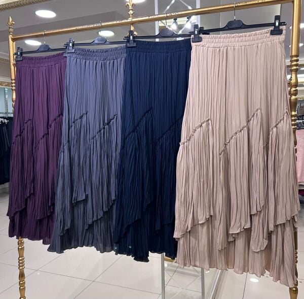 VİOLA PARÇALI KIRIŞTIRMA ŞİFON ETEK/ SENTEZ