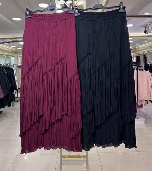 VİOLA PARÇALI KIRIŞTIRMA ŞİFON ETEK/ SENTEZ