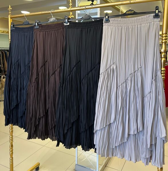 VİOLA PARÇALI KIRIŞTIRMA ŞİFON ETEK/ SENTEZ