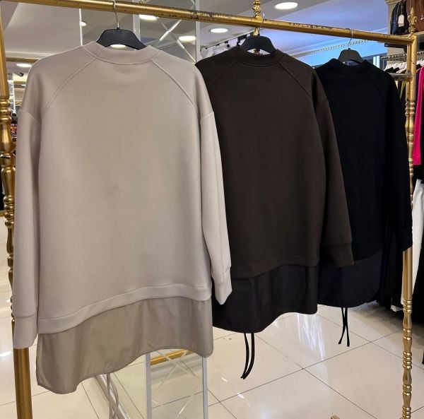 ÇİÇEK İŞLEMELİ ÇİFT KUMAŞLI TUNİK/TIĞTRİKO