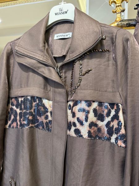 ﻿LEOPAR PUL VE TAŞ İŞLEMELİ PANTOLONLU TAKIM/WENNEW