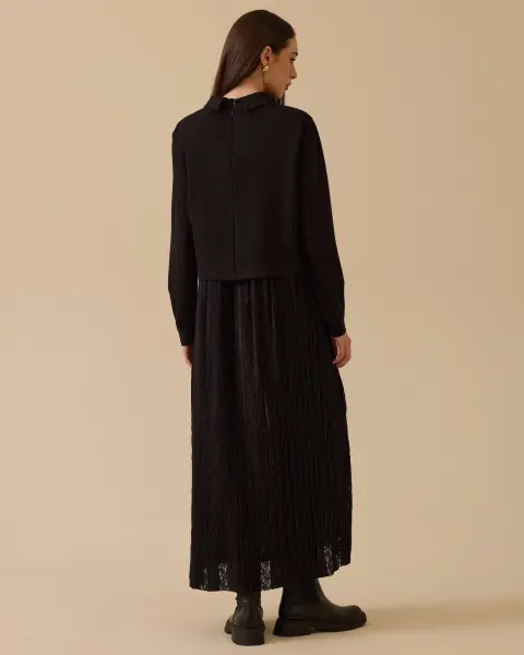 BEL BAĞCIKLI ÇİFT KUMAŞLI ELBİSE /SEÇİL