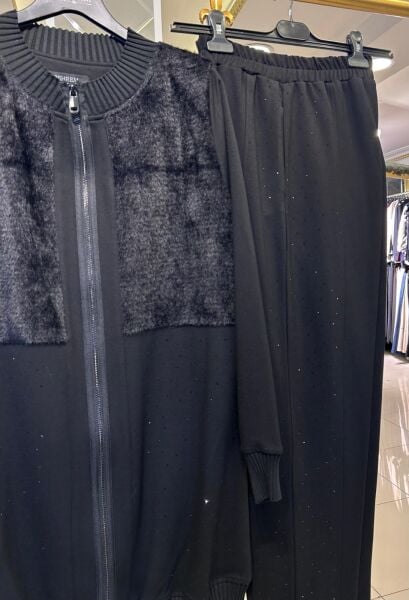 KÜRK VE TAŞ DETAYLI İKİ İPLİK TAKIM/BEHREM