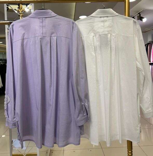 KOLU VE GÖĞSÜ BONCUK İŞLEMELİ COTON GÖMLEK /TIĞTRİKO