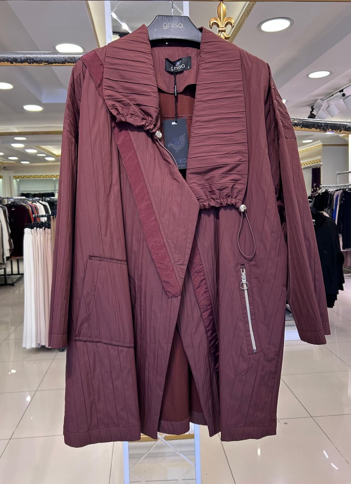 ASİMETRİK YAKA DTY. TRENÇ KUMAŞ KAP/ GHISA