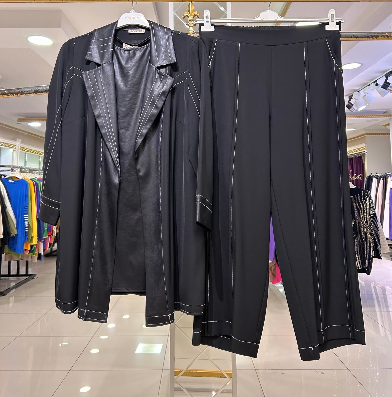 LATEKS DERİ DTY İÇLİK-CEKET VE PANTOLON ÜÇLÜ TAKIM/MÜSEMMA