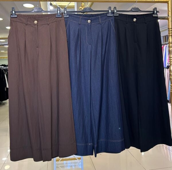 ABELİA KISA GENİŞ PAÇA PANTOLON /SENTEZ