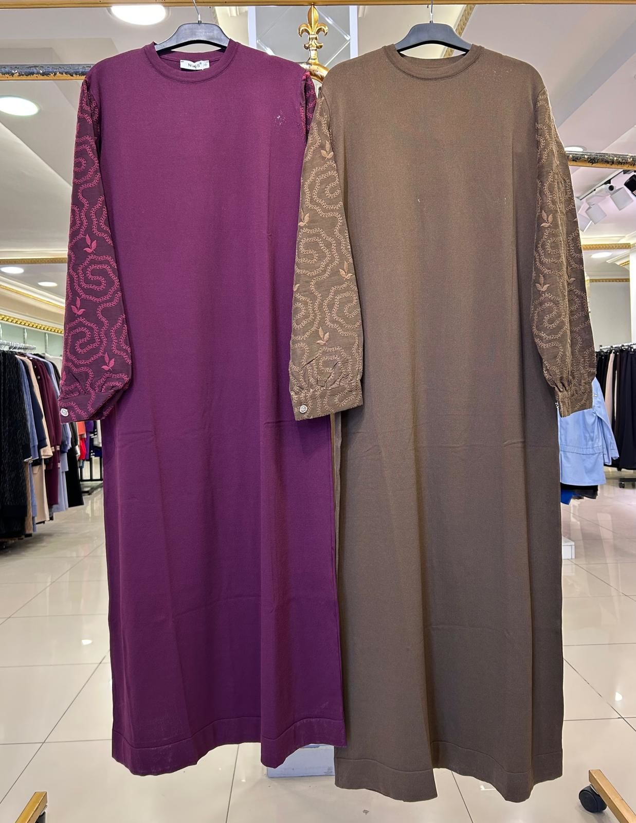 KOLLARI İPEK CUPRA NAKIŞ DTY. MERSERİZE ELBİSE/NUSS