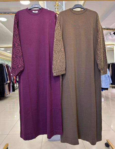 KOLLARI İPEK CUPRA NAKIŞ DTY. MERSERİZE ELBİSE/NUSS