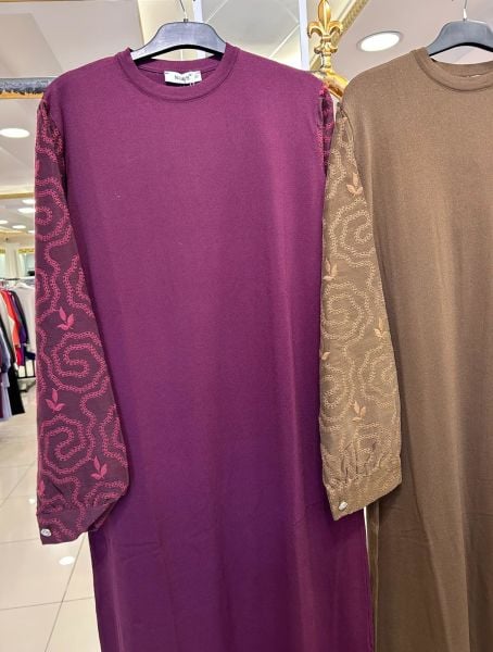 KOLLARI İPEK CUPRA NAKIŞ DTY. MERSERİZE ELBİSE/NUSS