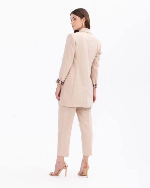 ASTARI DESENLİ KRUVAZE YAKALI BLAZER CEKET