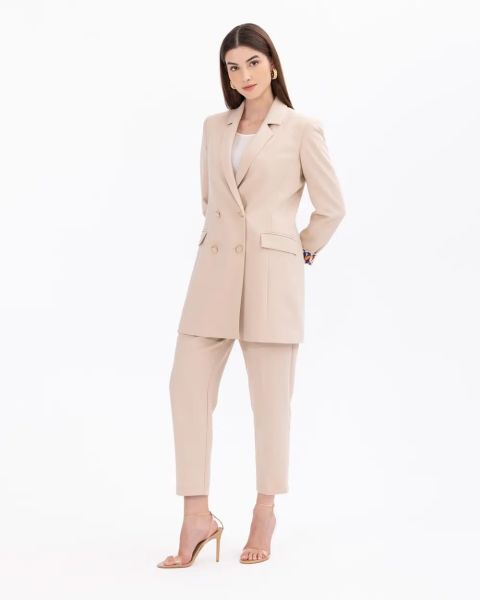 ASTARI DESENLİ KRUVAZE YAKALI BLAZER CEKET