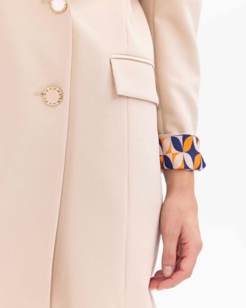 ASTARI DESENLİ KRUVAZE YAKALI BLAZER CEKET