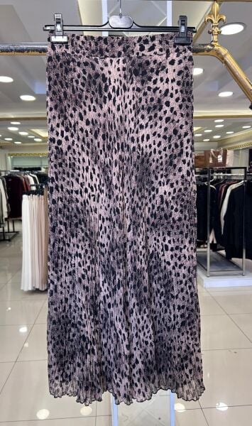 YENİSEZON LEOPAR KIRIŞTIRMA ŞİFON ETEK / SENTEZ