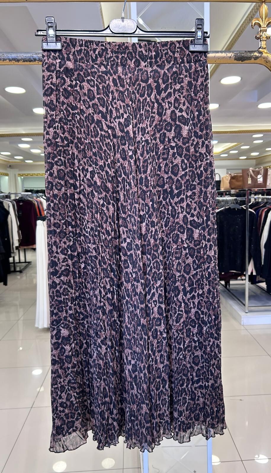 YENİSEZON LEOPAR KIRIŞTIRMA ŞİFON ETEK / SENTEZ