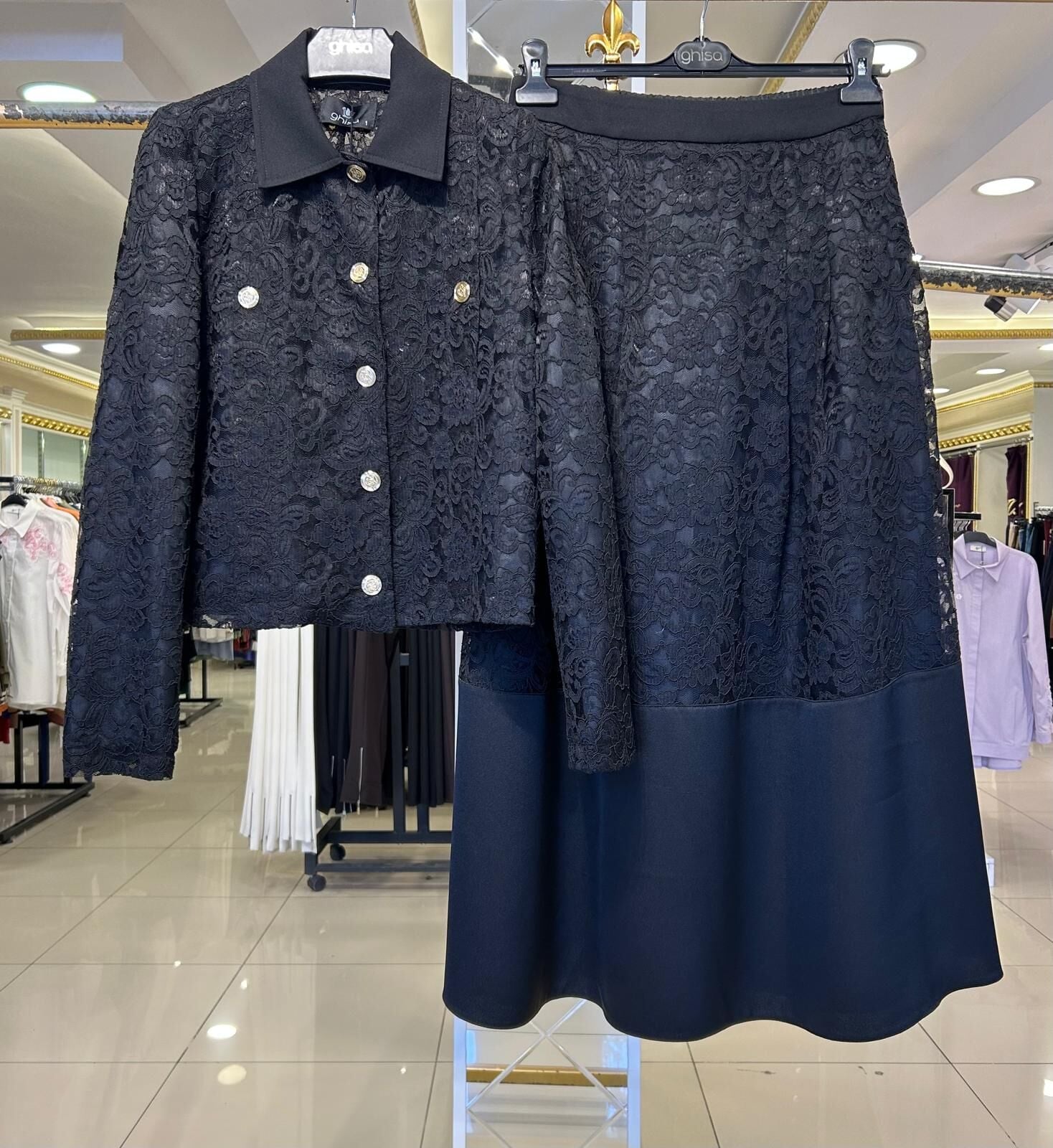 SATEN KUMAŞ KOMBİNLİ GÜPÜR TAKIM TAKIM/ GHISA