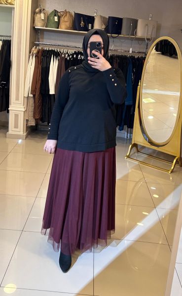 BELİ LASTİKLİ TÜTÜ ETEK/SENTEZ