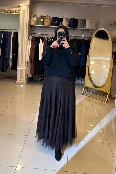 BELİ LASTİKLİ TÜTÜ ETEK/SENTEZ