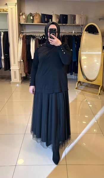 BELİ LASTİKLİ TÜTÜ ETEK/SENTEZ