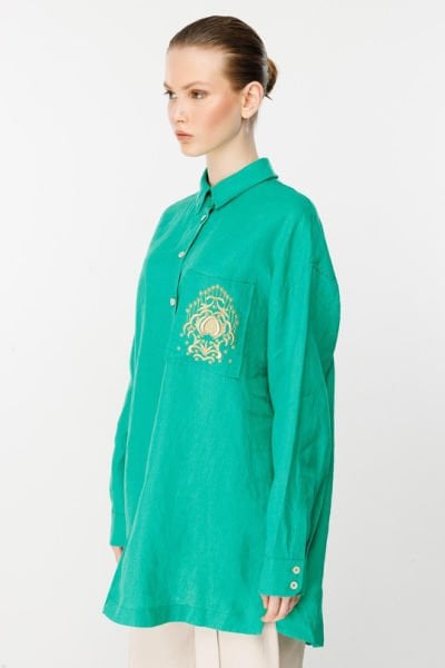 Ghisa Cebi Nakışlı Tunik YEŞİL