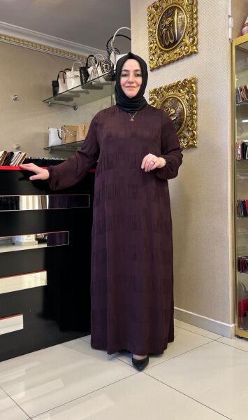 KENDİNDEN DESENLİ JAKAR ŞİFON ELBİSE /NURCAN ÇETİN