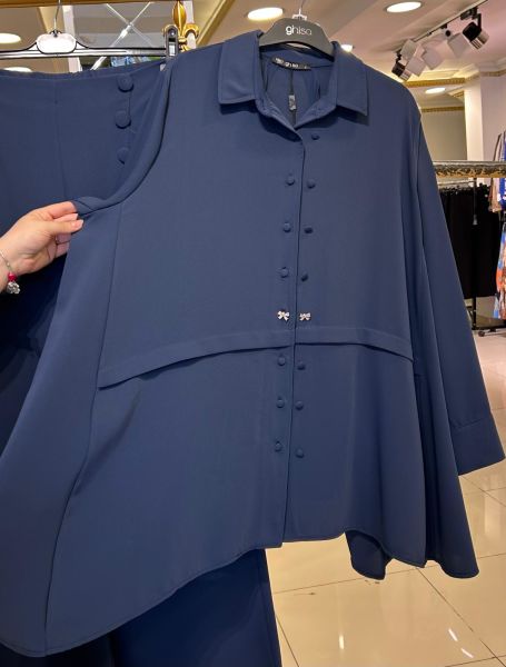 DÜĞME DETAYLI KREP KUMAŞ TAKIM/GHISA