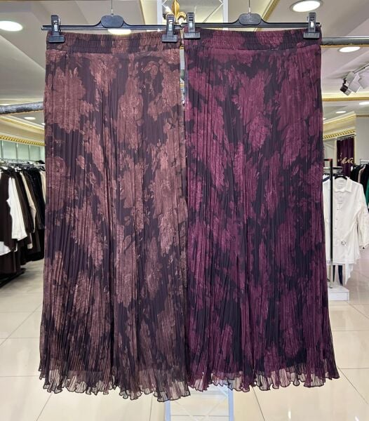 ÇİÇEK DESENLİ KIRIŞTIRMA ŞİFON ETEK /SENTEZ