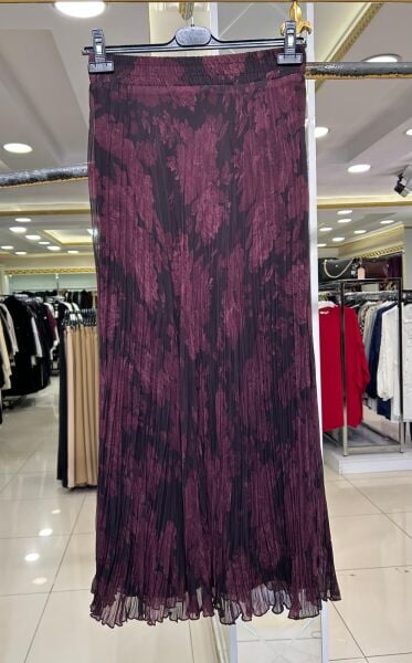 ÇİÇEK DESENLİ KIRIŞTIRMA ŞİFON ETEK /SENTEZ