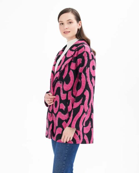 DESENLİ KRUVAZE YAKALI CEKET