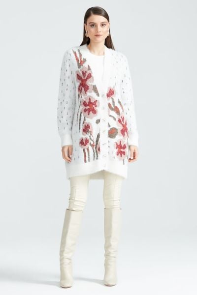 Tığ Triko   ÇİÇEK DESENLİ ANGORA TRİKO HIRKA