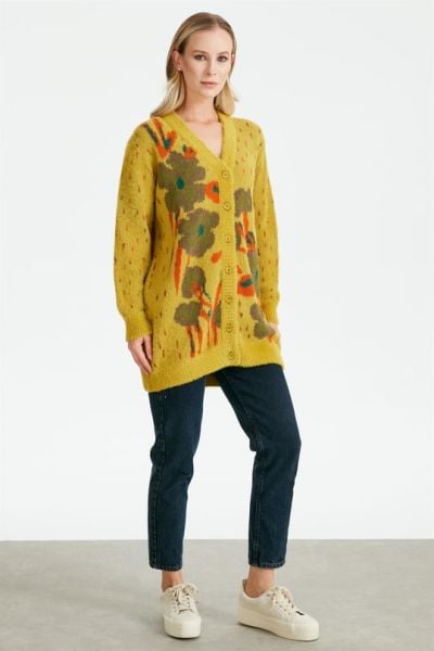 Tığ Triko   ÇİÇEK DESENLİ ANGORA TRİKO HIRKA