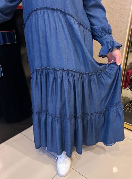 TAŞ İŞLEMELİ TENSEL KOT ELBİSE /GHISA