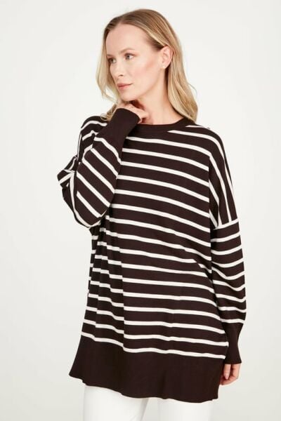 ÇİZGİLİ TRİKO TUNİK BROWN VANİLLA