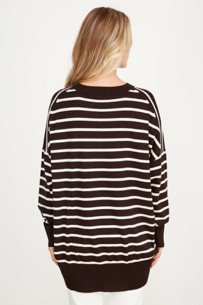 ÇİZGİLİ TRİKO TUNİK BROWN VANİLLA