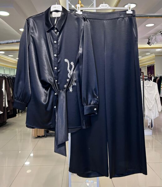 SİTARE TAŞ İŞLEMELİ BAĞLAMA DTY. SATEN TAKIM/ THREE LIGHT