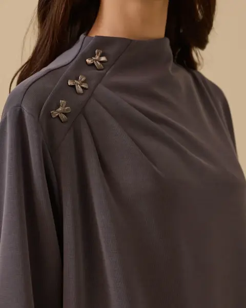 OMUZ AKSESURLI DRAPELİ TUNİK/SEÇİL