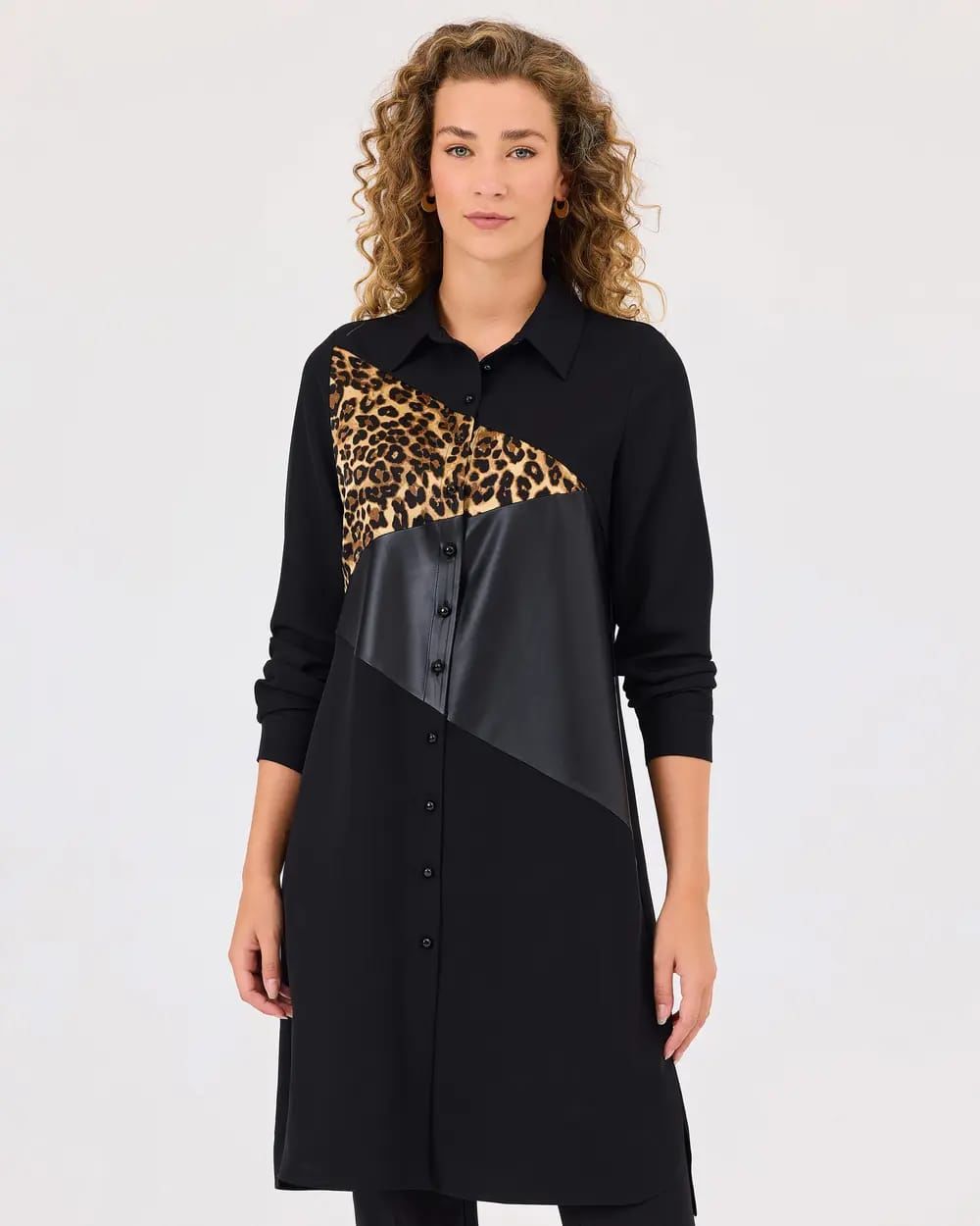 LEOPAR DESENLİ DÜĞMELİ GÖMLEK/SEÇİL