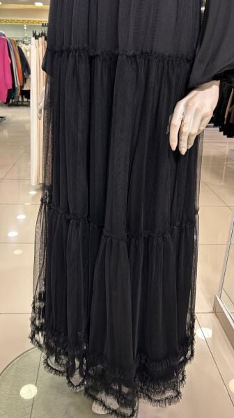 KREP SATEN VE TÜL KOMBİNLİ ŞIK ELBİSE /NURCAN ÇETİN 