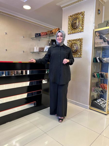 NURCAN ÇETİN/ OMUZ İŞLEME DETAYLI İKİLİ TAKIM