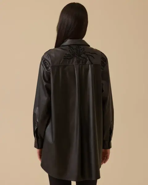 NAKIŞLI SUNİ DERİ GÖMLEK /SEÇİL