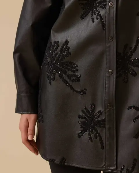 NAKIŞLI SUNİ DERİ GÖMLEK /SEÇİL